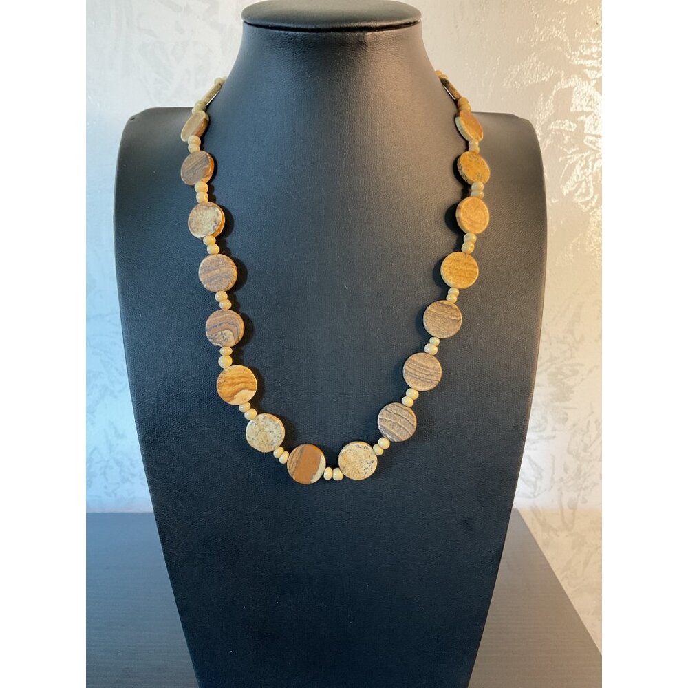 Natural Stone & Bead Necklace Earth Tones Boho Chic Jewelry